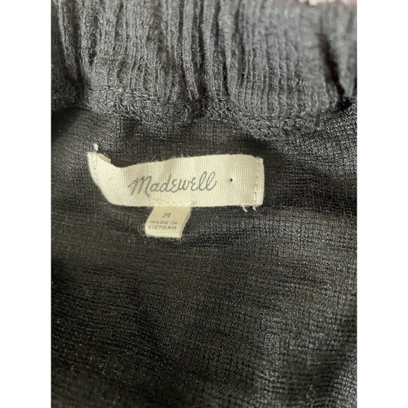 Madewell Women's Black Texture & Thread Cotton Off Shoulder Peasant Top Size M - Picture 5 of 5